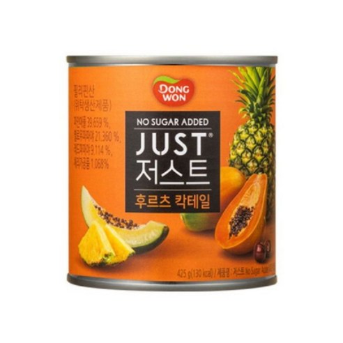 동원 JUST 저스트 노슈가 후르츠 칵테일 통조림, 8개, 425g