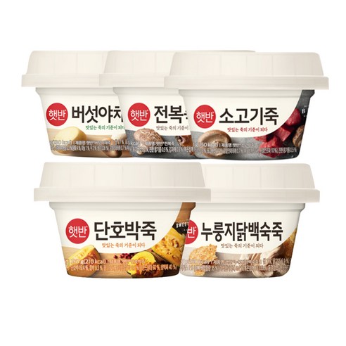 (상온)[비비고]죽280g/10종세트/누룽지닭백숙2 전복2 버섯야채2 소고기2 단호박2, 1세트, 2.67kg