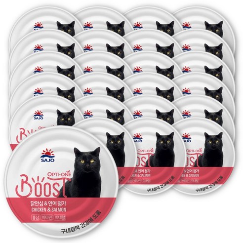 사조옵티원 고양이 부스트 간식캔, 닭+연어, 160g, 24개, 혼합맛(닭안심/연어)