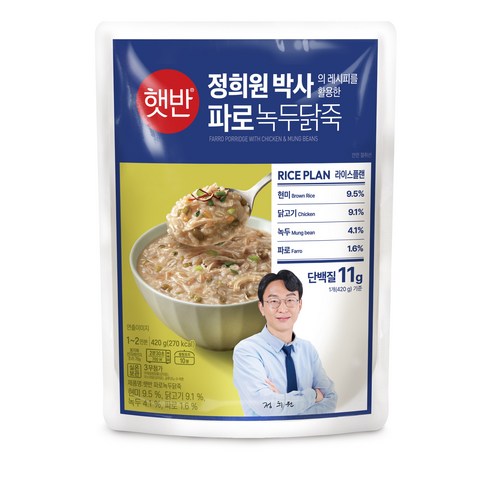 햇반 라이스플랜 파로 녹두닭죽, 4개, 420g