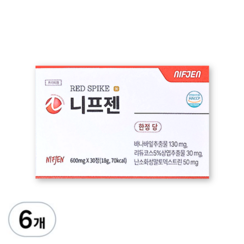니프젠 스파이크 프리미엄 600mg 30정 1개 바나나잎 추출물, 30정, 6개