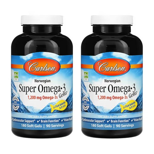 칼슨랩스 2개X Norwegian 슈퍼 오메가3 Gems 1200mg 소프트젤 180정(소프트젤 1정당 600mg)