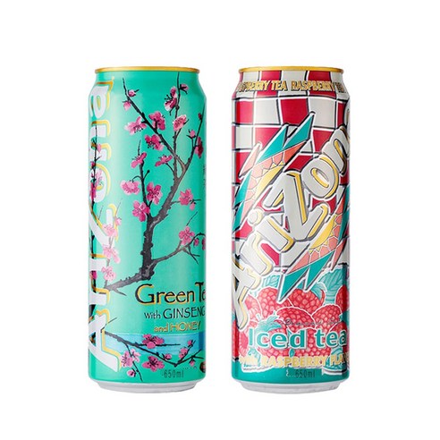 아리조나 아이스티 2종 650ml x 16개 ( 그린티 8캔+ 라즈베리 8캔), 650ml, 16개