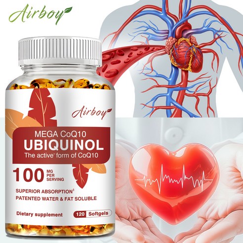 유비퀴놀 CoQ10 100mg - 두뇌, 심장 및 에너지 건강을 위한 항산화 지원