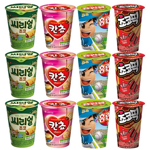 과자몬스터 칸쵸컵 88g + 홈런볼컵 51g + 씨리얼컵 89g + 초코픽 45g