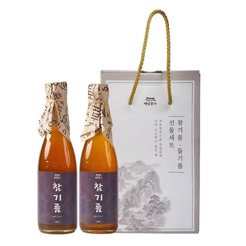 백년본가 저온압착 프리미엄 참기름350ml+참기름350ml 선물세트, 2세트, 350ml