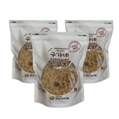 구가네식품 황금햅쌀 가마솥맛 누룽지, 450g, 3개
