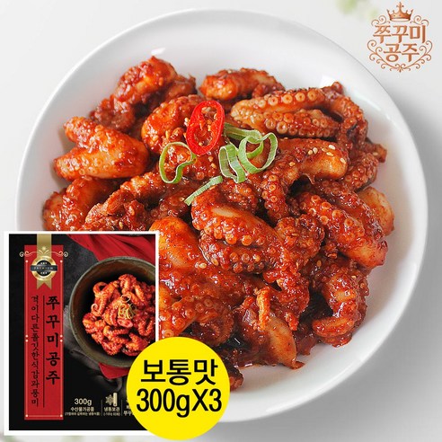 쭈꾸미공주300g보통맛 유통과정축소 실속과품격을담은 양념쭈꾸미볶음 집들이 매운요리 해물볶음, 3개, 300g