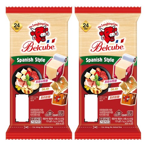 래핑카우 벨큐브 24큐브 125g 스패니시 2개, 125g, 2개