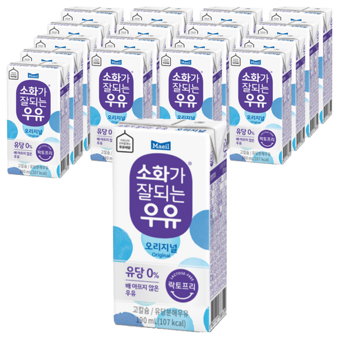 매일우유 소화가잘되는우유 오리지널 190ml 18개 보아스제과 & 매일유업, 190ml, 18개