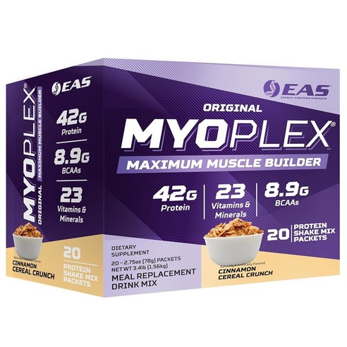 EAS 마이오플렉스 맥시멈 머슬 식사 대용 단백질 음료 믹스 블렌드 42g 개별 패킷 20개 더블 리치 초콜릿