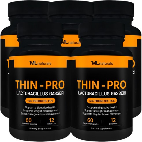 [미국빠른직구] 신제품 마이라이프 내추럴스 Thin-Pro 유산균 120억 CFU 락토바실러스 가세리 + FOS, 5병, 60정