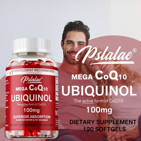 쿠놀 유비퀴놀 CoQ10 100mg 소프트 캡슐, 메가 유비퀴놀 100mg - 뛰어난 흡수율 - 건강을 위한 활성형 코엔자임 Q10