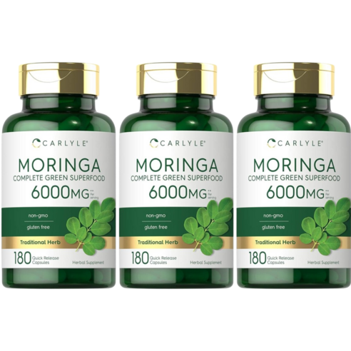 Carlyle Moringa Oleifera 허브 그린 푸드 6000mg 칼라일 빠른흡수, 3개, 180정