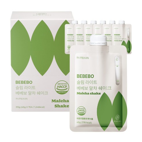 베베보 단백질 쉐이크 말차맛, 고단백 저당, 다이어트 식사대용 45g