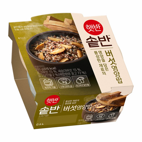 햇반 솥반 버섯 영양밥, 200g, 3개