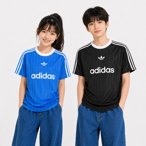 아디다스 남녀공용 키즈 반팔티 오리지날 로고 여름 쉬원한 초등학생 어린이 티셔츠