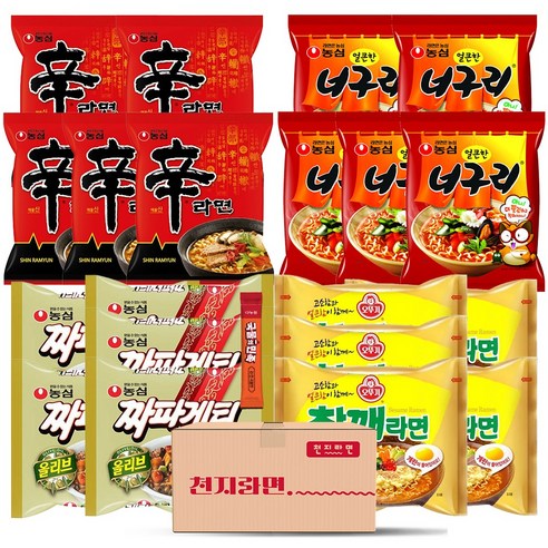 참깨세트 인기봉지라면 4종 20개입 (쨔파게티5, 참깨라면5, 너구리5, 신라면5)  1세트
