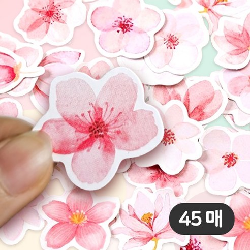 [파티지] 벚꽃잎 벚꽃풍선 모음 / 벚꽃가랜드 꽃 벚꽃스티커 조화 마카롱, SP_02_살랑 벚꽃스티커 (45매)