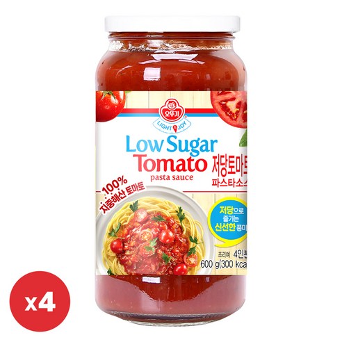 오뚜기 LIGHT&JOY 저당 토마토 파스타소스, 600g, 4개