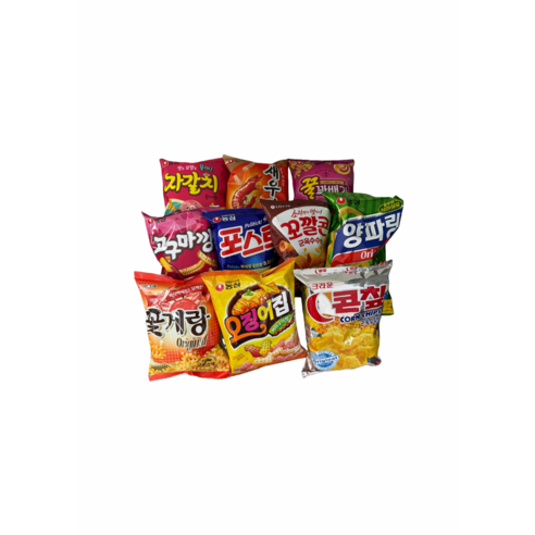 (장우)봉지 과자 10종(자갈치+새우깡+꿀꽈배기+고구마깡+포스틱+양파링+오징어집+꼬깔콘 군옥수수+꽃게랑+콘칩), 1개, 802g