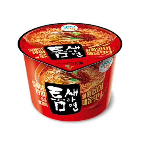 유어스 틈새라면 컵라면 매운맛 105g, 10개