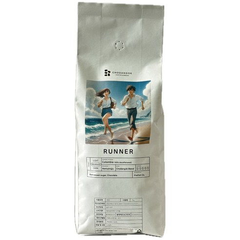 초당옥 러너 디카페인 원두커피 싱글오리진, 4개, 1kg, 홀빈(분쇄안함)