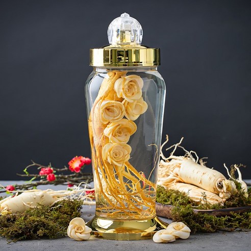 인삼주 키트 1.8L(수삼100g+수삼꽃5개+유리병) 담금주 diy 수공예 인삼꽃 꽃 술 세척삼 골드플라워 담그기 만들기