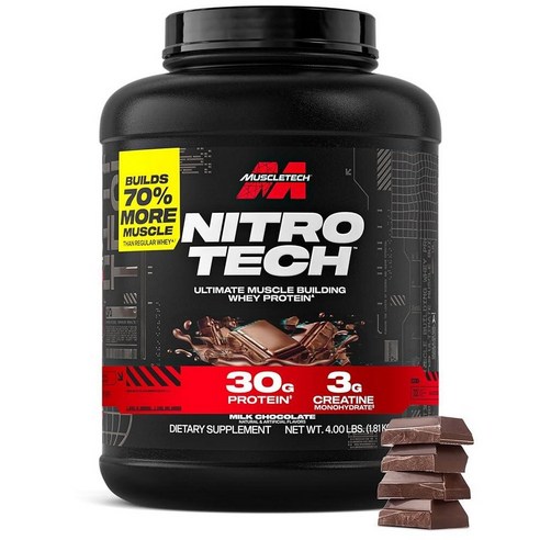 머슬테크 퍼포먼스 시리즈 Nitro Tech 분리 유청 밀크 초콜릿 998g(2.20lbs)