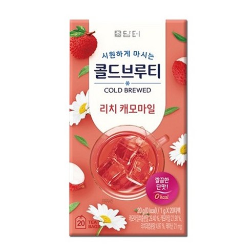 담터 콜드브루티 복숭아&패션후르츠 / 딸기히비스커스 / 샤인머스캣 그린티 / 리치 캐모마일 20티백, 1.5g, 20개입, 1개