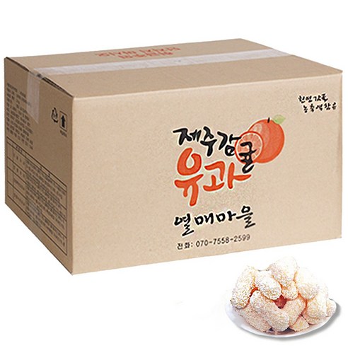 제주 감귤 유과 3kg [일괄포장] 선물세트 한과 명절 대용량 간식 찹쌀 전통 과자 부모님 단체 어르신 선물, 3kg, 1개