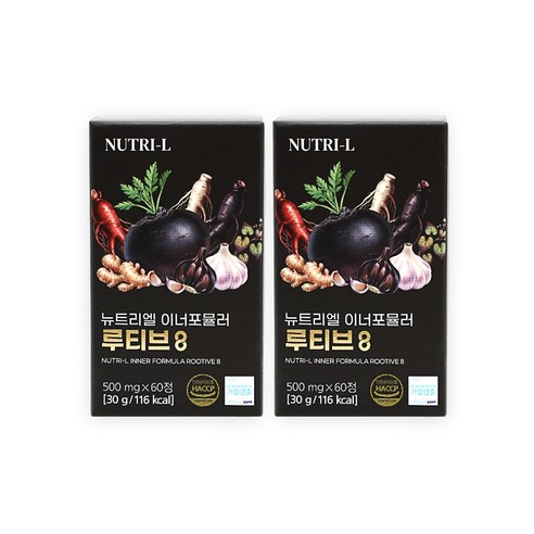 뉴트리엘 이너포뮬러 루티브 8 블랙마카 홍삼 흑삼 흑마늘 도라지 생강 삼백초 마늘, 2개, 60정