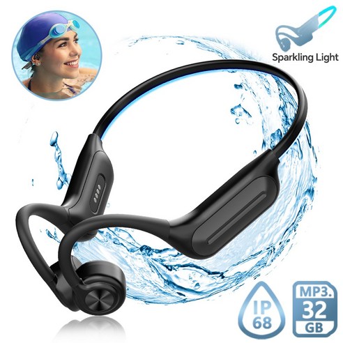 BOACE 골전도 블루투스 이어폰 IPX8 방수 무선 스포츠 수영 내장 MP3모드 32GB 나이트 라이트 최신 블루투스 6.0