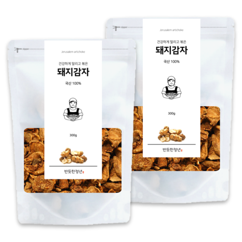 1+1 반듯한청년 볶은 돼지감자 300g 2봉 국산 건조 차 햇 말린 것
