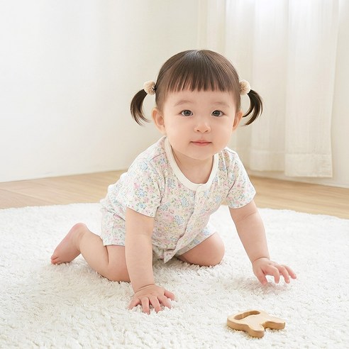마롤로뜨 순면 반팔 아기바디수트 KC인증 나염 아기옷 실내복 내의 출산선물 신생아 백일