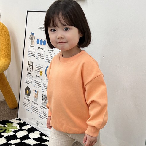 아이스토리키즈 국내산퐁퐁 무지맨투맨아기 유아동티셔츠