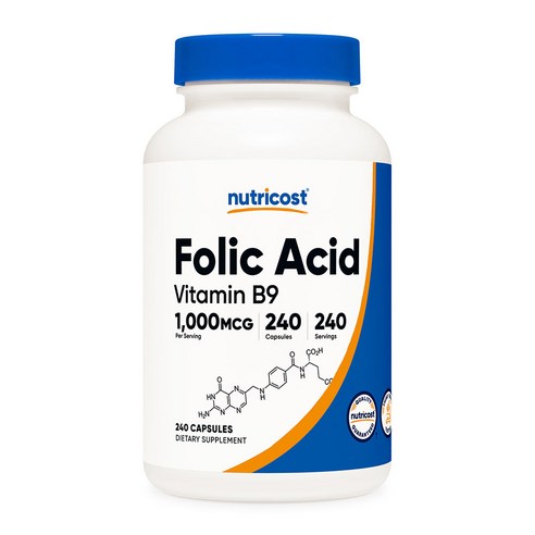 뉴트리코스트 엽산 비타민 B9 1000mcg 캡슐 글루텐 프리, 1개, 240정