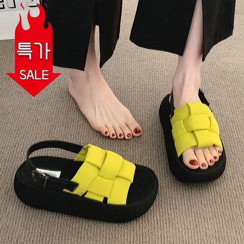 ZAJA 여성 샌들 통굽 키높이 스트랩 쿠션 여름 슬리퍼형 5cm