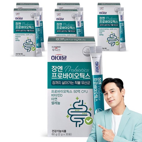 일동후디스 하이뮨 장엔 프로바이오틱스 장까지 살아가는 착붙 유산균, 30회분, 6박스