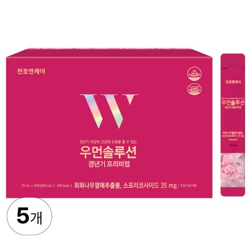 천호엔케어 우먼솔루션 갱년기프리미엄 20ml x30포 갱년기영양제 여성갱년기, 600ml, 5개