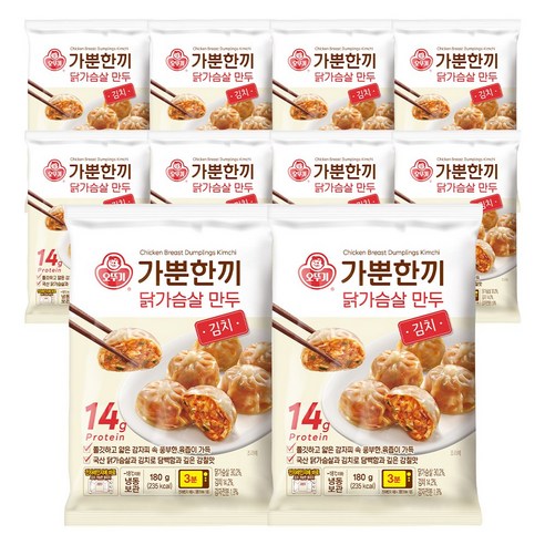 오뚜기 가뿐한끼 닭가슴살 만두 김치 180g 10개, 10개, 180g