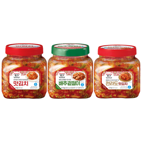 종가 배추겉절이1.1kg+맛김치1.2kg+전라도맛김치1.2kg (총3.5kg), 1세트, 3.5kg