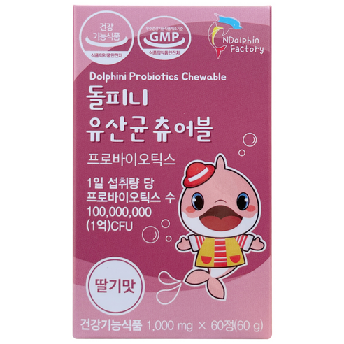 엔돌핀팩토리 돌피니 유산균 츄어블 딸기맛 60g