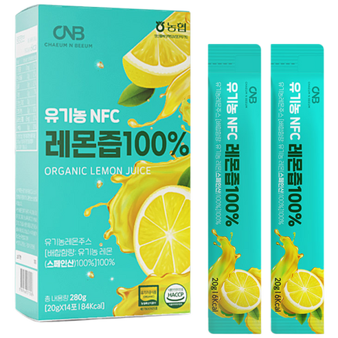 채움앤비움 유기농 NFC 레몬즙 100% 스틱 원액, 280g, 1박스