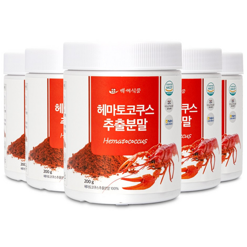 헤마토코쿠스 추출분말 HACCP 인증제품, 200g, 5개