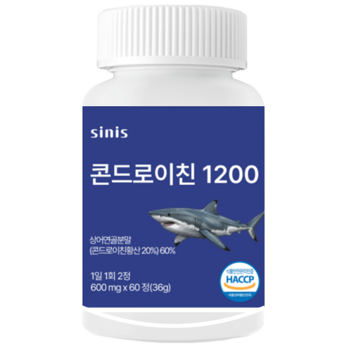 시니스 상어 콘드로이친 1200 식약청인증 콘드로이틴, 1개, 60정