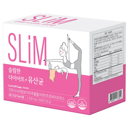 락토테미 슬림한 다이어트 유산균 3중 건강기능식품 60포, 150g, 1개