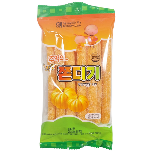 에코푸드 추억의 호박맛 쫀드기 70g 쫀디기, 70g, 3개