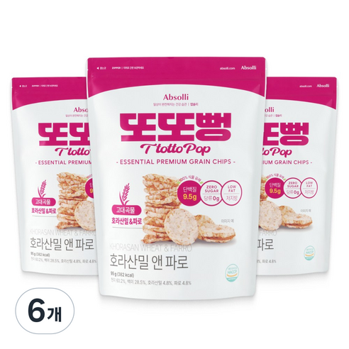또또뻥 현미 고단백 뻥튀기 과자 아기 쌀 뻥튀기 호라산밀 앤 파로 뻥튀기, 6개, 95g