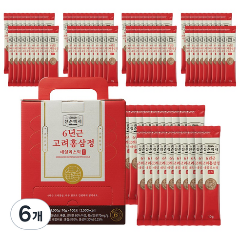 청춘백서 프리미엄 홍삼 6년근 고려홍삼정 데일리스틱 골드